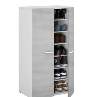 Zuldy Grey and White Shoe Cupboard: Modern Storage Solution for organised Footwear - UK Luxury Furniture