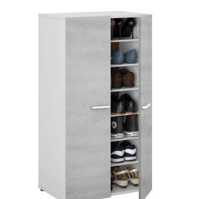 Zuldy Grey and White Shoe Cupboard: Modern Storage Solution for organised Footwear - UK Luxury Furniture