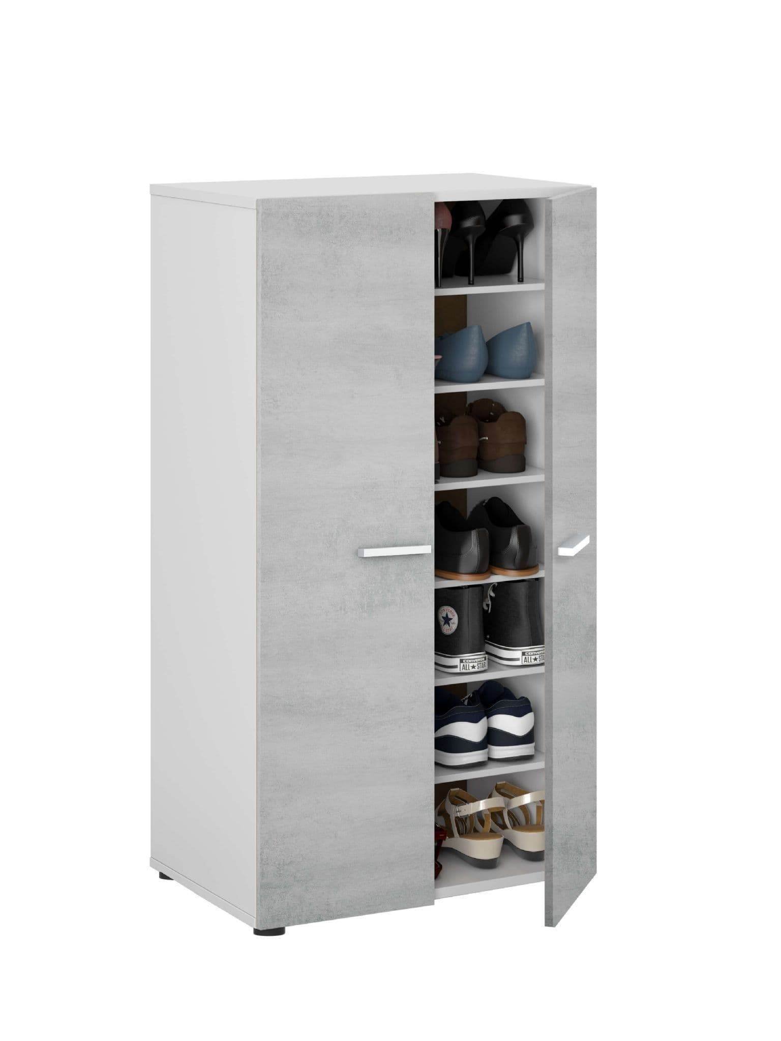 Zuldy Grey and White Shoe Cupboard: Modern Storage Solution for organised Footwear - UK Luxury Furniture