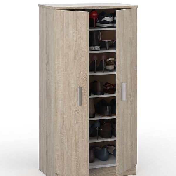 Zuldy Oak Effect Shoe Cabinet: Stylish Storage Solution for Hallway or Bedroom - UK Luxury Furniture