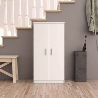 Elegant White Shoe Storage Cabinet with Six Shelves for Hallways and Bedrooms - UK Luxury Furniture