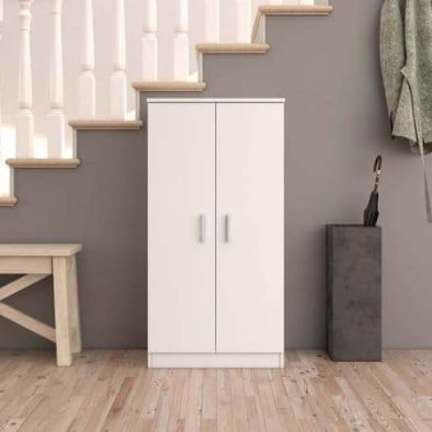 Elegant White Shoe Storage Cabinet with Six Shelves for Hallways and Bedrooms - UK Luxury Furniture