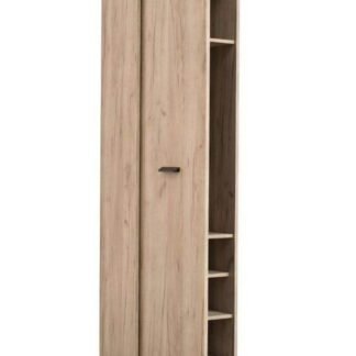 Elegant Kenzo Oak Slim Wardrobe: Single Door, Four Shelves, Pull-Out Hanging Rail - UK Luxury Furniture
