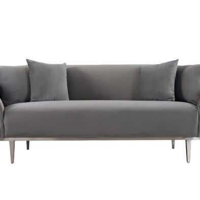 Luxury Lisbon Grey Velvet 3 Seater Sofa - Modern Design, Solid Wood Frame & Sequin Accents - UK Luxury Furniture