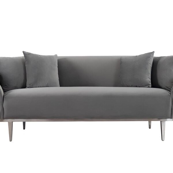Luxury Lisbon Grey Velvet 3 Seater Sofa - Modern Design, Solid Wood Frame & Sequin Accents - UK Luxury Furniture