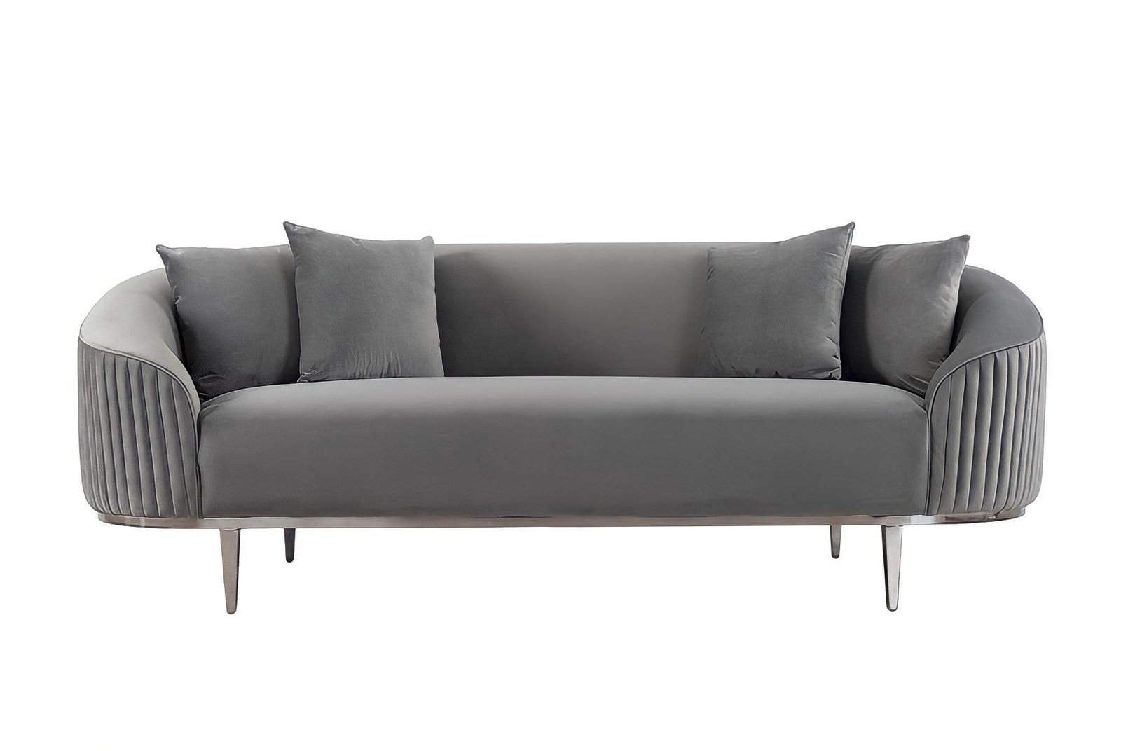 Luxury Lisbon Grey Velvet 3 Seater Sofa - Modern Design, Solid Wood Frame & Sequin Accents - UK Luxury Furniture