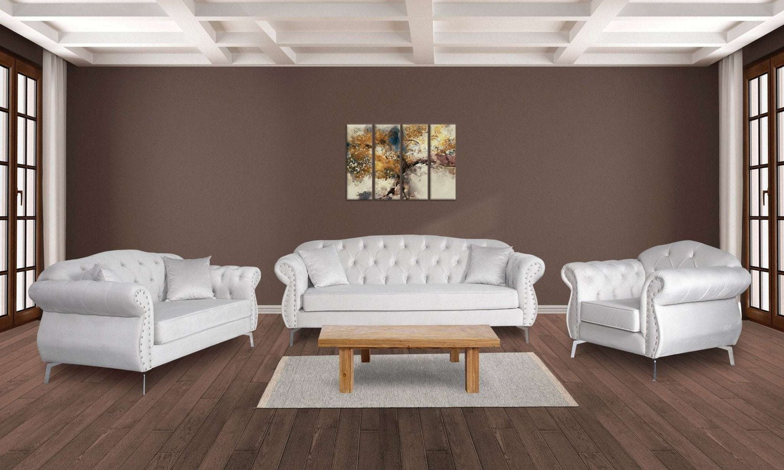 Luxury Light Cream Velvet Chesterfield Sofa Set – 1, 2, or 3 Seater with Cushions Included - UK Luxury Furniture