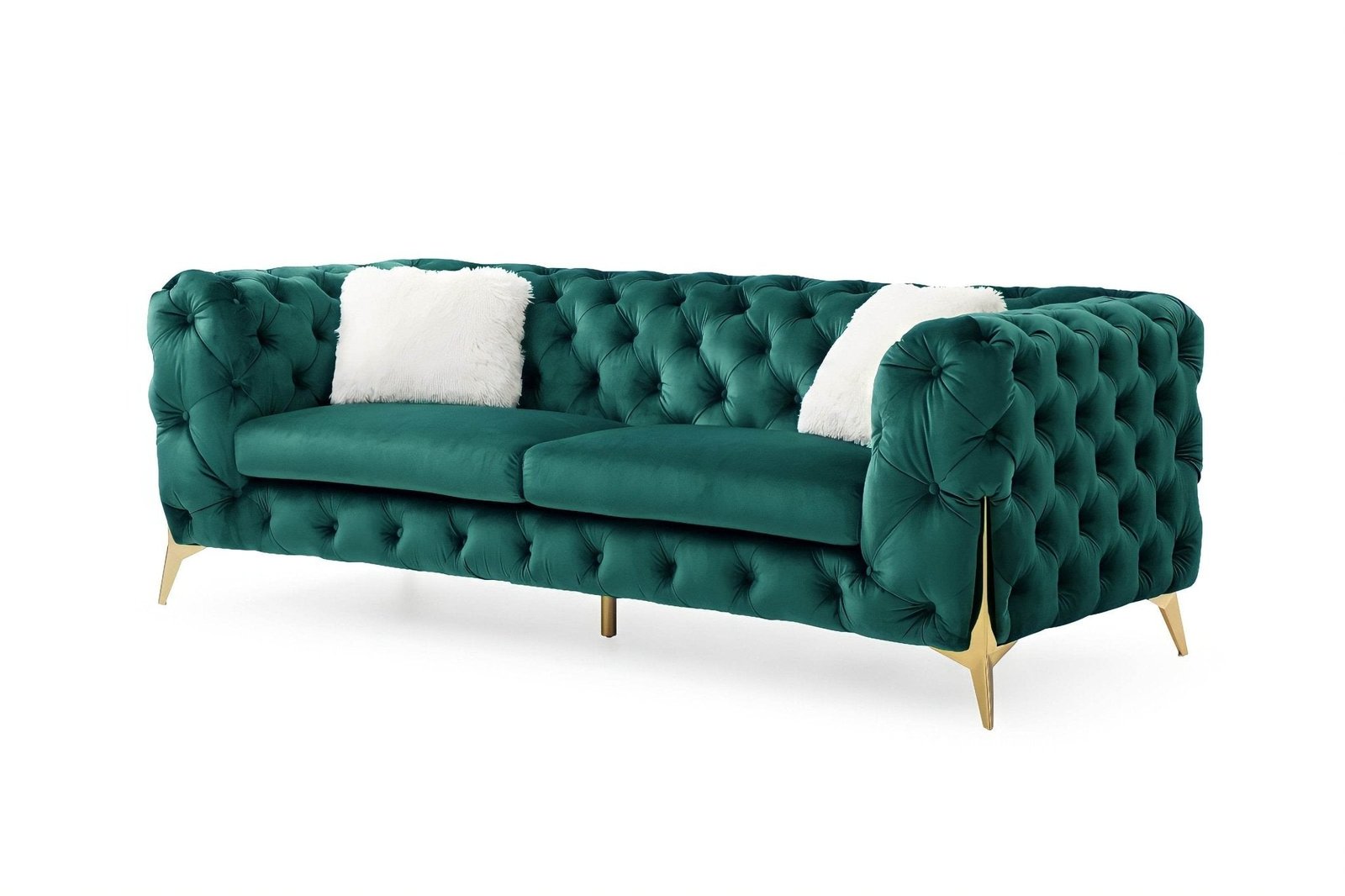 Rocky Chesterfield Sofa Set in Luxurious Green Velvet - 1, 2, or 3 Seater Options - UK Luxury Furniture