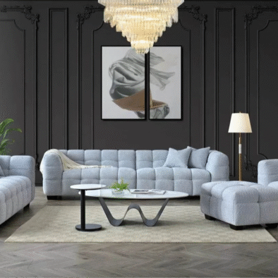 Tribeca Luxury Sofa Range in Pearl Boucle Fabric - Timeless Chesterfield Design - UK Luxury Furniture