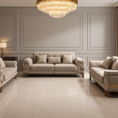 Tokyo Modern Sofa Set in Luxurious Cream Velvet with Gold Accents and Plush Cushions - UK Luxury Furniture