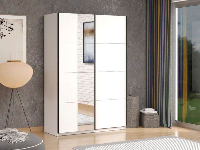 Noah White Sliding Wardrobe with Full-Length Mirror: Modern, Spacious Storage Solution - UK Luxury Furniture