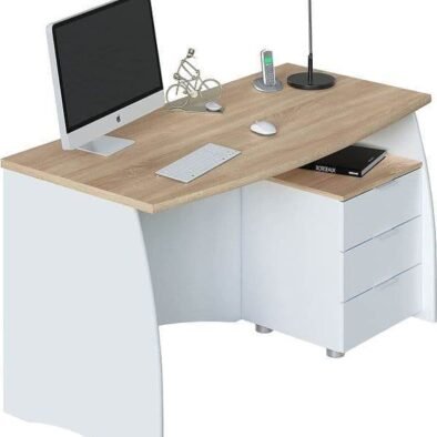 Oris White and Oak Effect Large Desk with Three Drawers for Home Office - UK Luxury Furniture