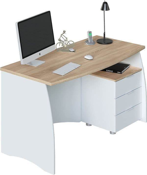 Oris White and Oak Effect Large Desk with Three Drawers for Home Office - UK Luxury Furniture
