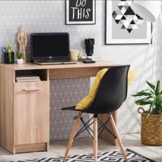 Reygo Sonoma Oak Computer Desk: Compact Home Office Solution with Integrated Storage - UK Luxury Furniture