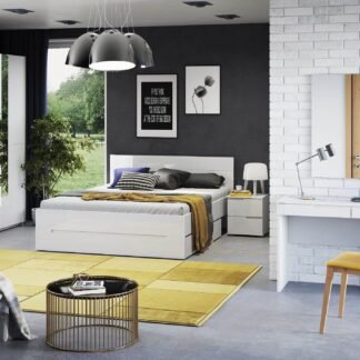 Santino White Gloss Sliding Door Wardrobe with Mirrored Door S30 - UK Luxury Furniture