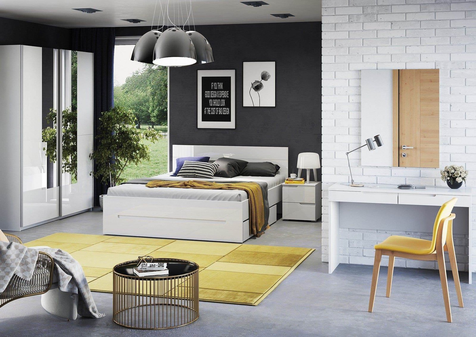 Santino White Gloss Sliding Door Wardrobe with Mirrored Door S30 - UK Luxury Furniture