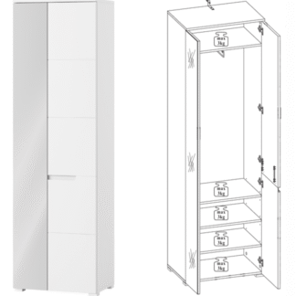 Santino White Gloss Slim Wardrobe with Mirrored Door S22 - Elegant Storage Solution - UK Luxury Furniture