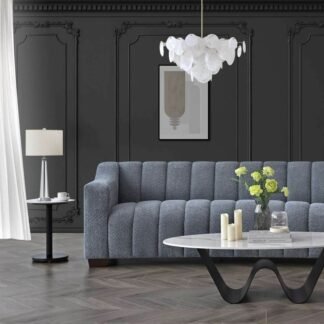 Aluxo Astoria 3-Seater Sofa in Luxurious Iron Boucle Fabric with Deep Channel Stitching - UK Luxury Furniture