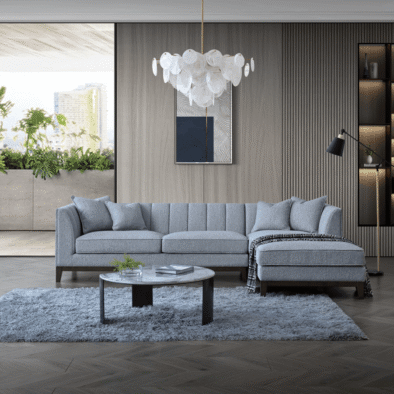 Aluxo Cooper Right Hand Corner Sofa In Dolphin Boucle - Mid Century Modern Comfort & Style - UK Luxury Furniture