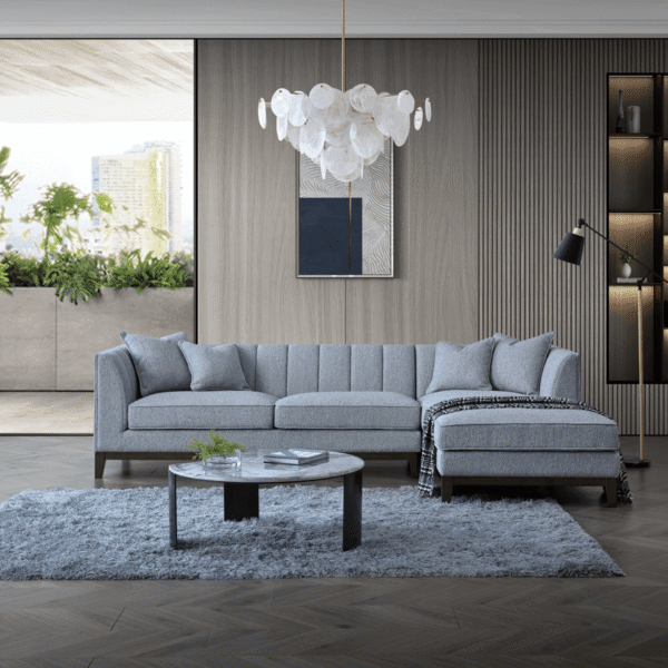 Aluxo Cooper Right Hand Corner Sofa In Dolphin Boucle - Mid Century Modern Comfort & Style - UK Luxury Furniture