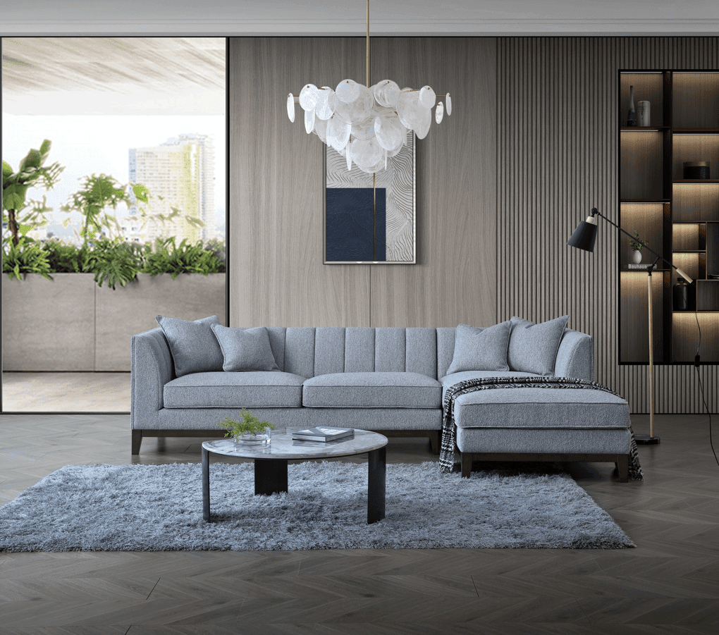 Aluxo Cooper Right Hand Corner Sofa In Dolphin Boucle - Mid Century Modern Comfort & Style - UK Luxury Furniture