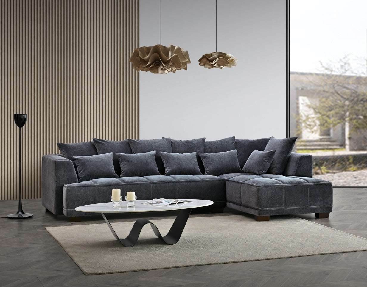 Aluxo Gramercy Luxury Sofa in Steel Velvet - Elegant Design, Plush Comfort & Durable Quality - UK Luxury Furniture