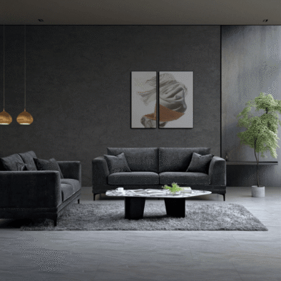 Aluxo Lenox Mid-Century Velvet Sofa in Steel - Timeless Design & Luxurious Comfort - UK Luxury Furniture