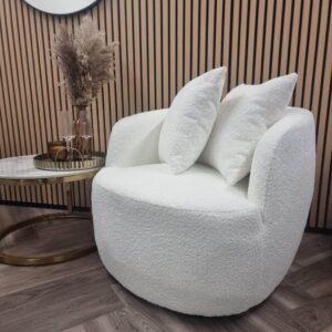 Luxurious Cuddle Accent Chair in Soft Boucle Fabric with Unique Organic Curves - UK Luxury Furniture