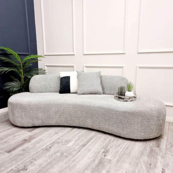 Luxury Miami 3 Seater Sofa in Soft Boucle Fabric with Elegant Curves - Available in Black & Silver Grey - UK Luxury Furniture