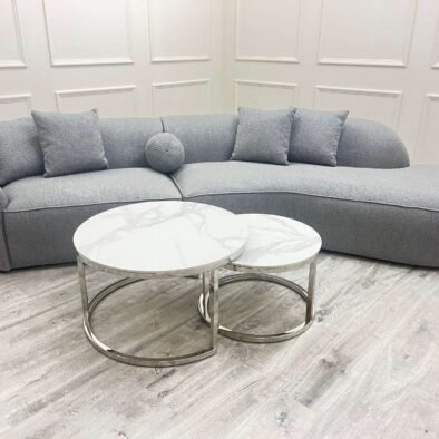 Pebble Boucle Sofa 340cm - Luxury Grey Fabric, Contemporary Design, Unmatched Comfort - UK Luxury Furniture