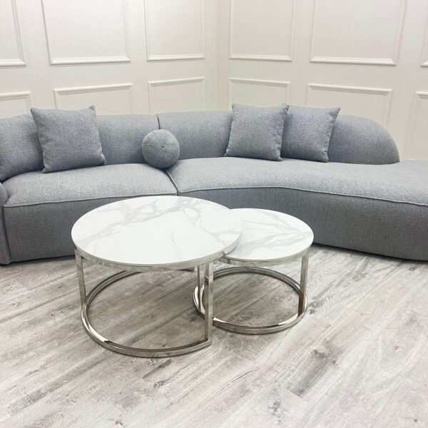 Pebble Boucle Sofa 340cm - Luxury Grey Fabric, Contemporary Design, Unmatched Comfort - UK Luxury Furniture