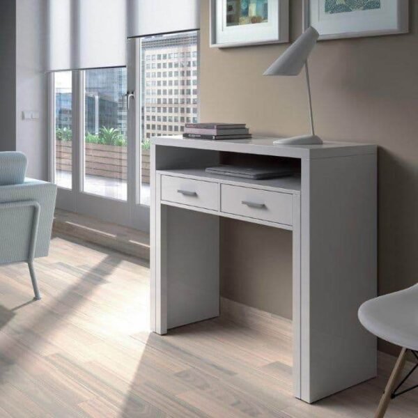 Turin Artic White Extending Desk, Dressing Table, or Console Table - 2503 - UK Luxury Furniture