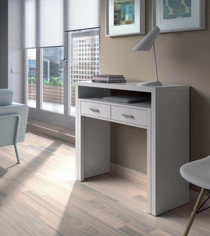 Turin Artic White Extending Desk, Dressing Table, or Console Table - 2503 - UK Luxury Furniture