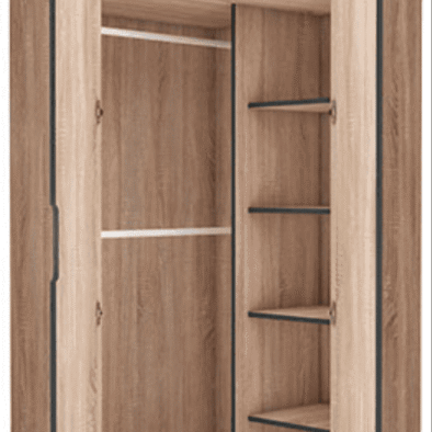 Vant Oak Effect 2-Door Corner Wardrobe: Elegant Storage Solution for Modern Homes - UK Luxury Furniture