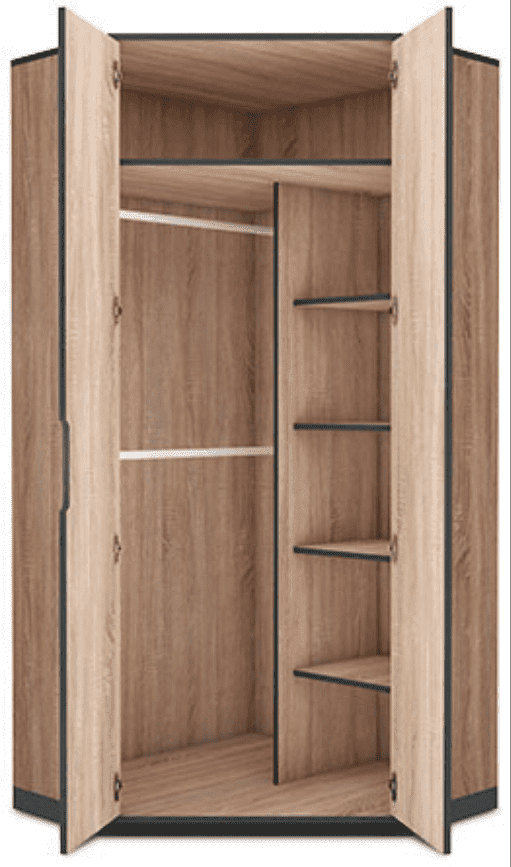 Vant Oak Effect 2-Door Corner Wardrobe: Elegant Storage Solution for Modern Homes - UK Luxury Furniture