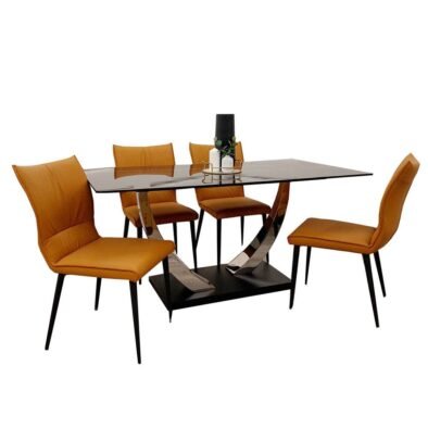 Venus 6-Seater Dining Table Set with 4 Elegant Flora Chairs - Luxurious Home Furniture - UK Luxury Furniture
