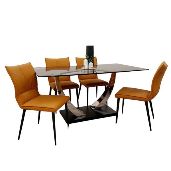 Venus 6-Seater Dining Table Set with 4 Elegant Flora Chairs - Luxurious Home Furniture - UK Luxury Furniture